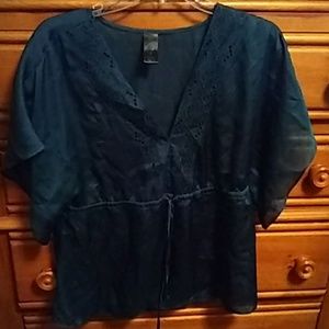 Lace trimmed silky blouse
